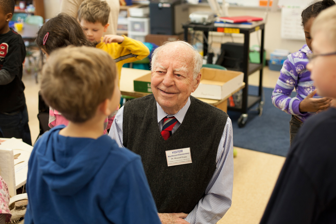 Howard Evans with school child