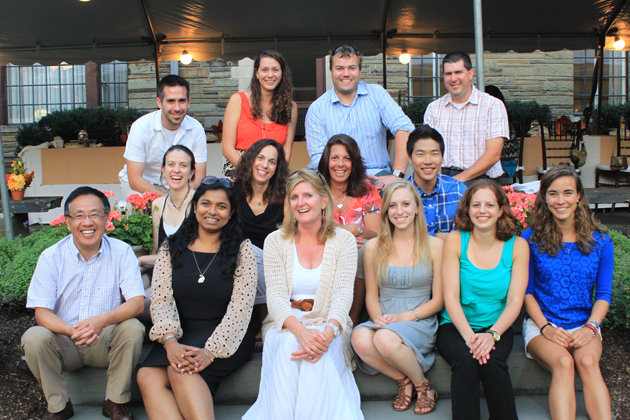 Group in front of a restaurant 