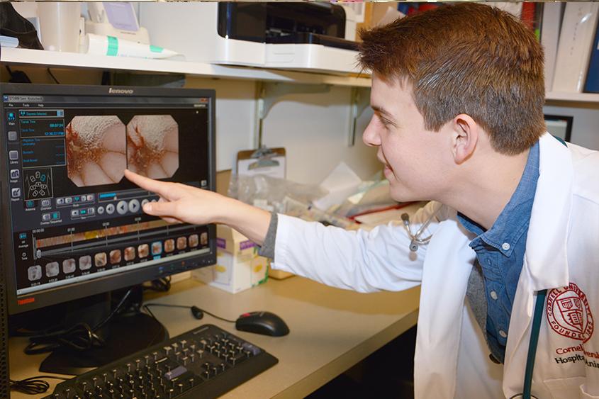 student examines an ednoscopy