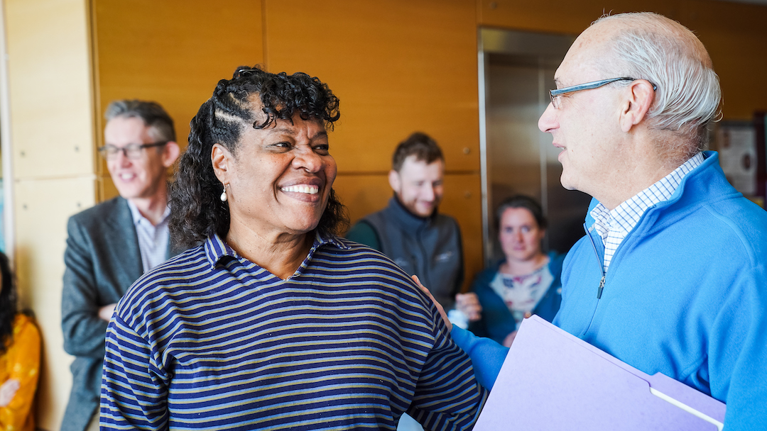 Dr. Margaret Bynoe talking with Dr. Ted Clark