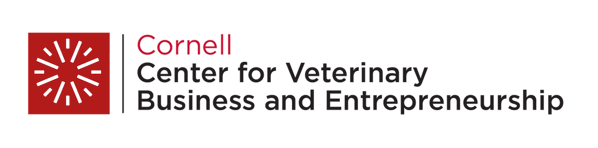 The Center for Veterinary Business and Entrepreneurship logo lockup in black and Cornell red