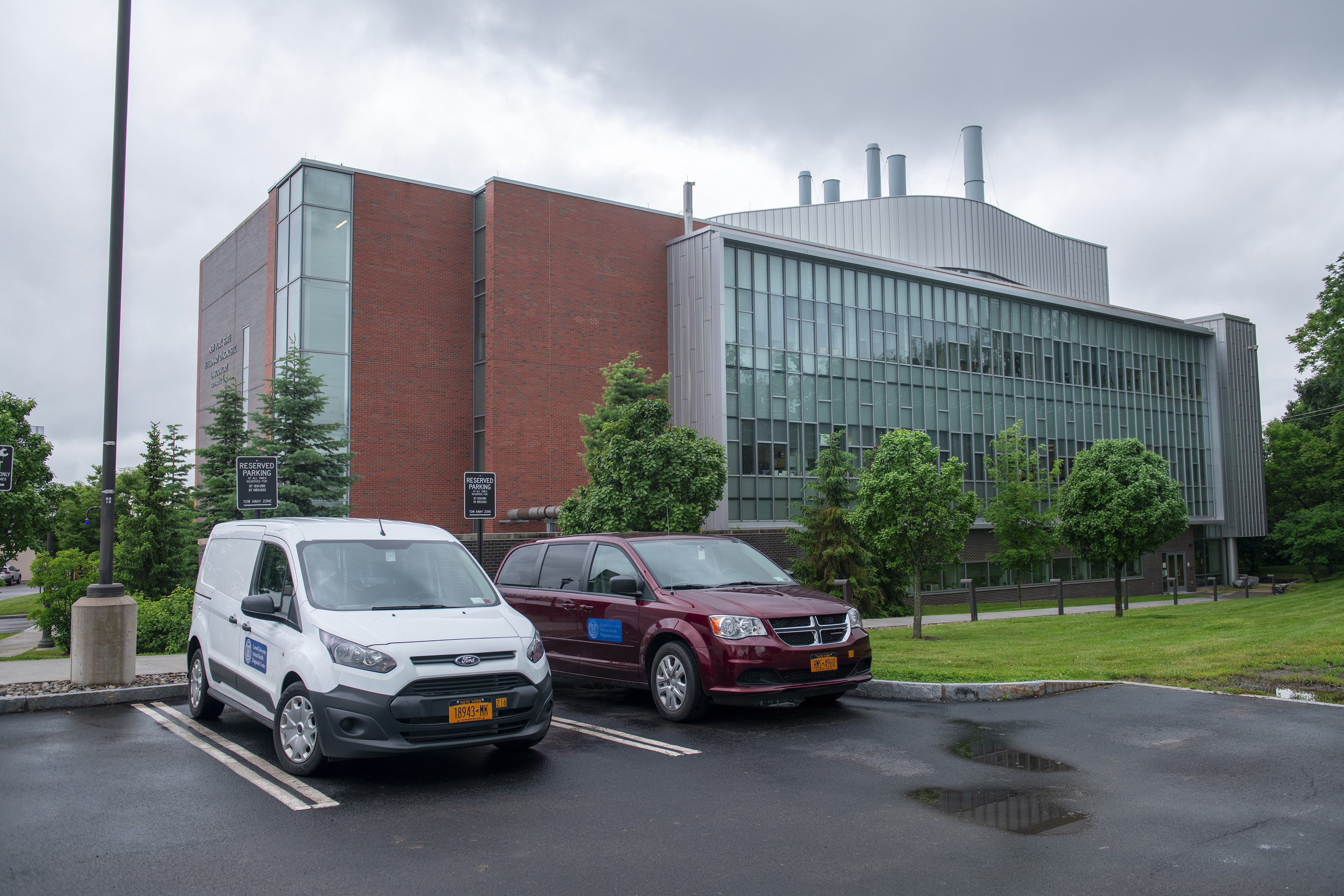 An exterior shot of the AHDC from the parking lot