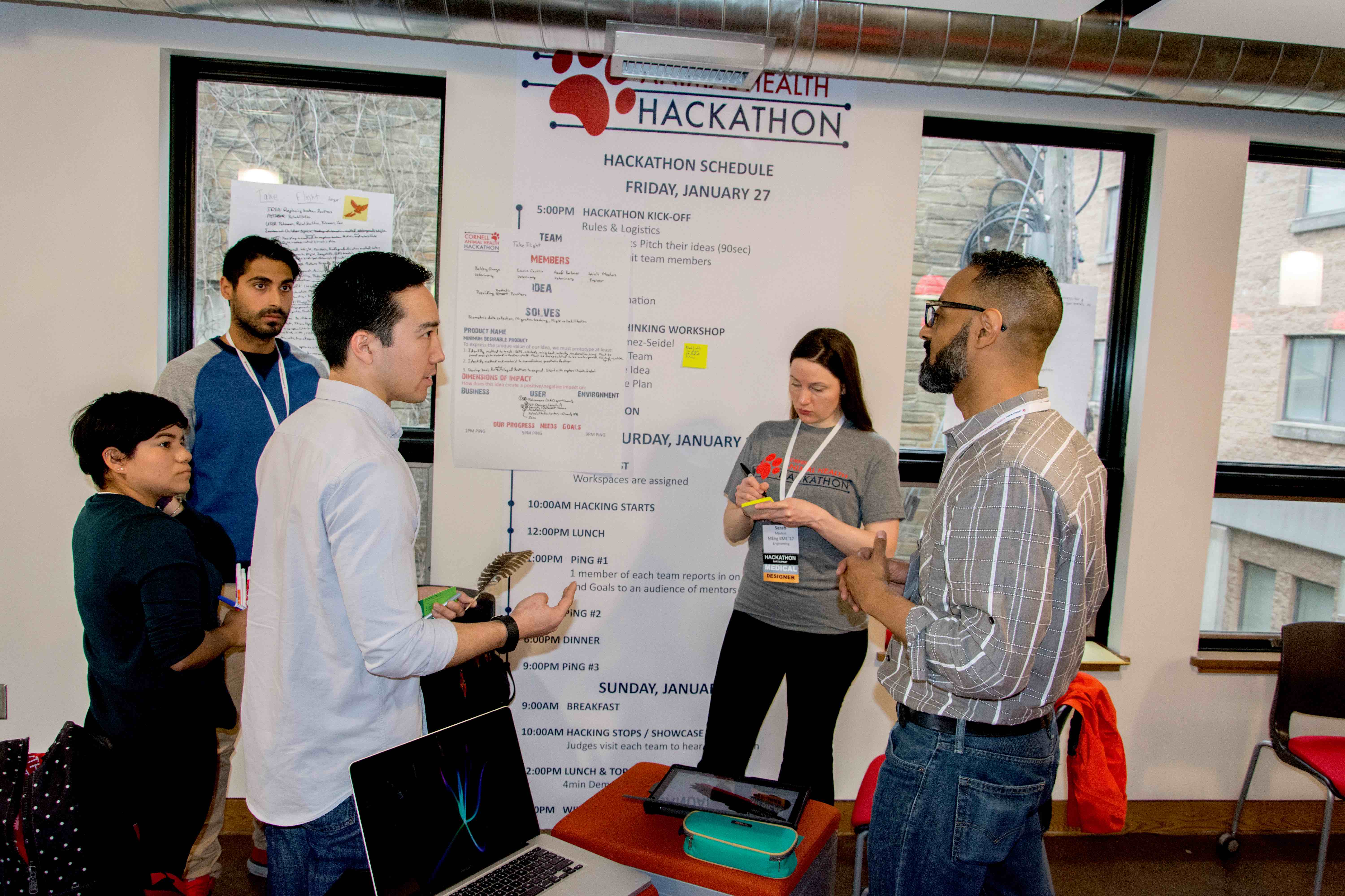 Students working on their innovations during the Animal Health Hackathon