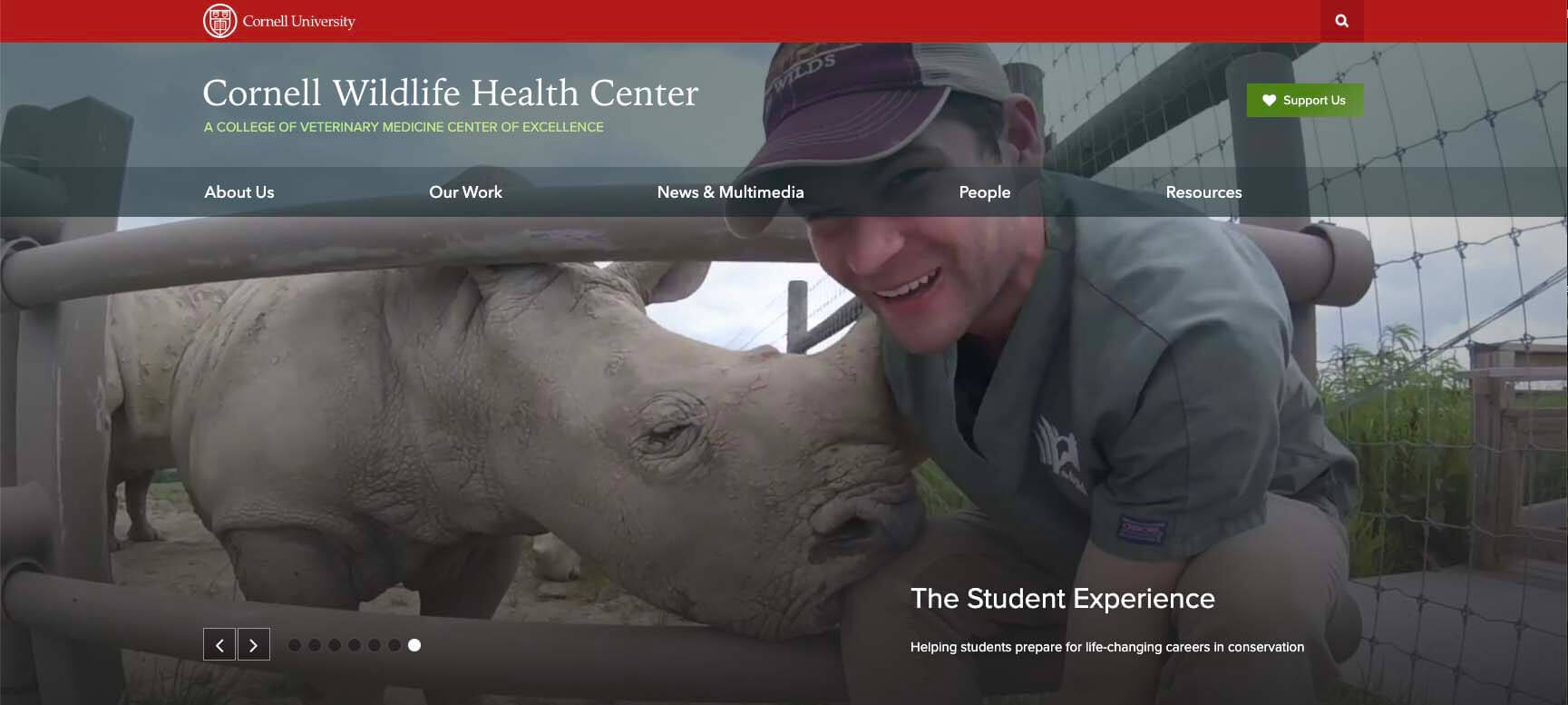 Cornell Wildlife Health Center homepage screenshot
