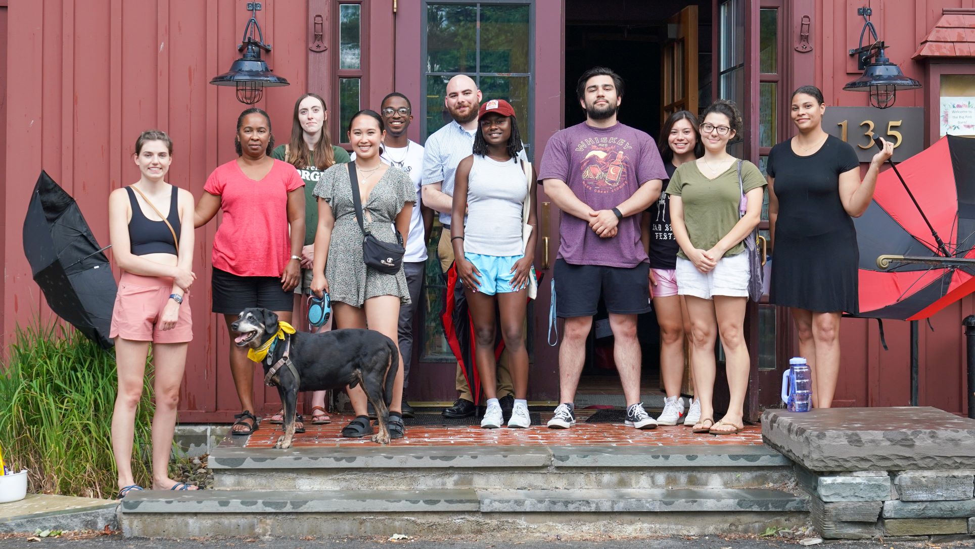 Students outside of Big Red Barn