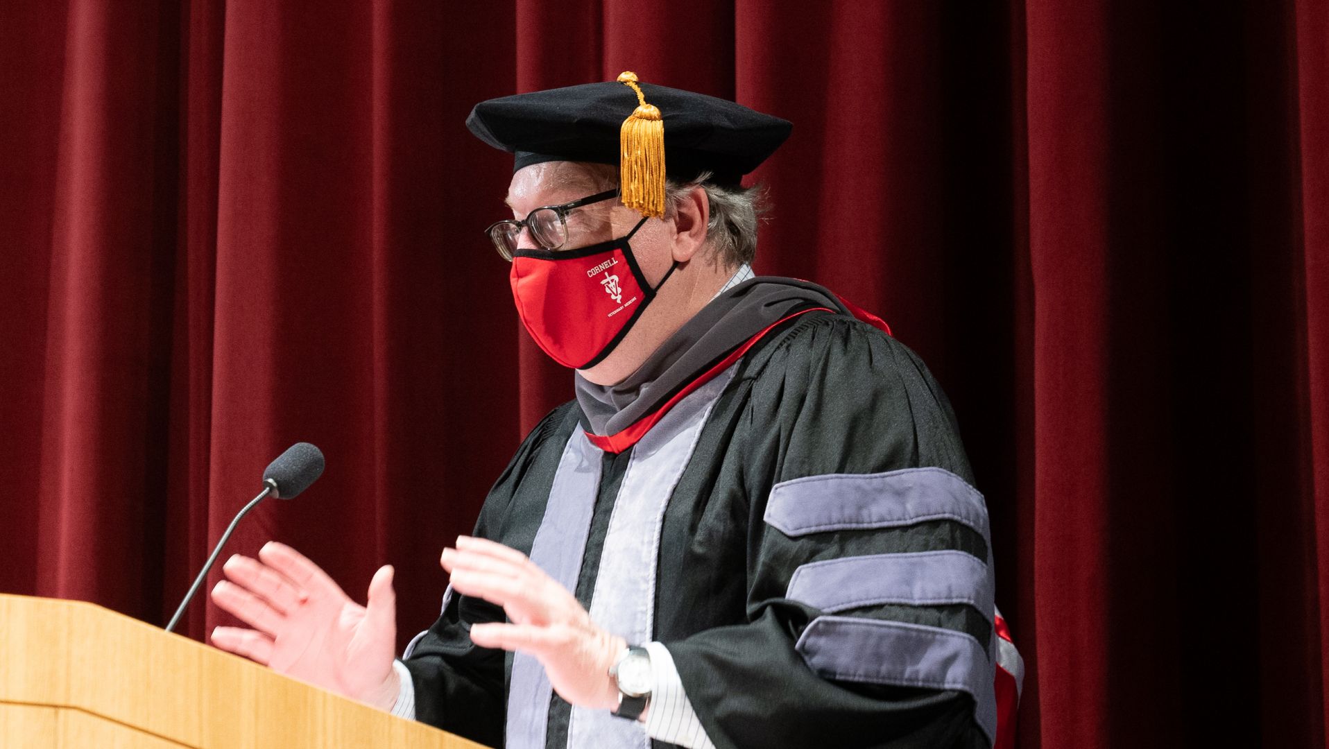 Dean giving graduation speech
