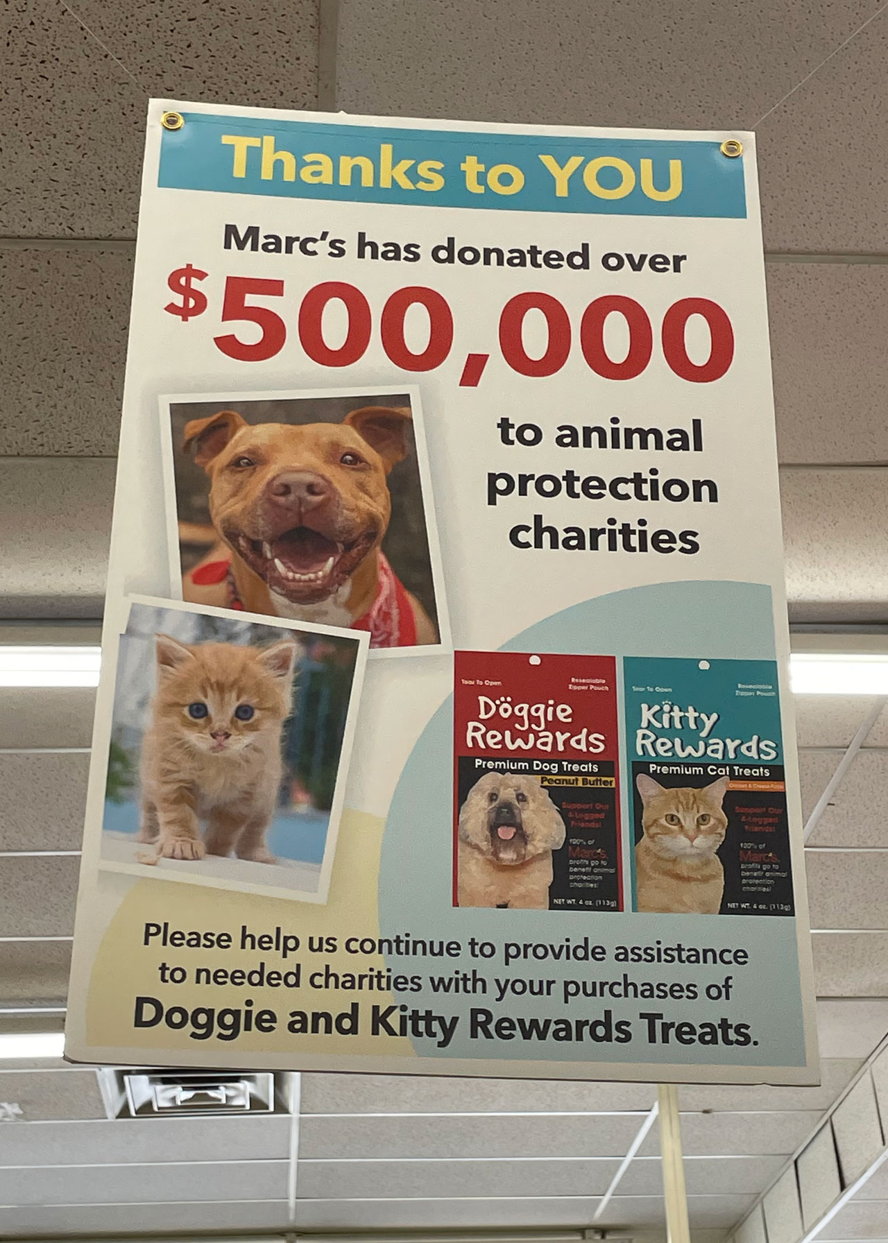 A flyer for a pet rewards program at Marc's