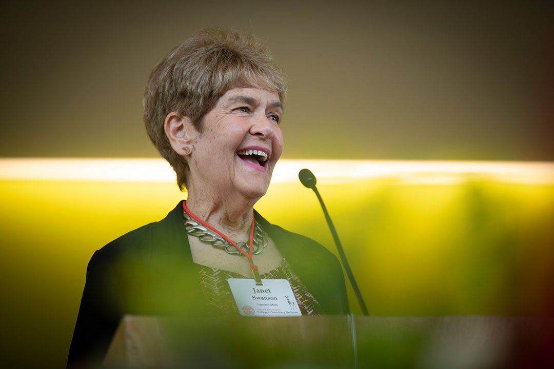 Janet Swanson speaking to the Board of Trustees