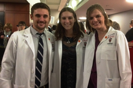 Kyle, Marielle, and Morgan; White Coat Ceremony December, 2014