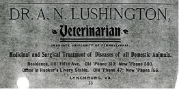 Lushington veterinary advertisement