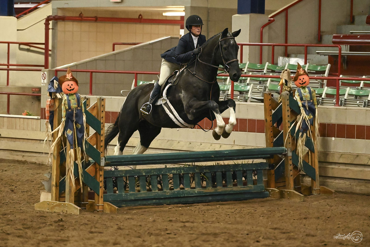 Markee jumping an obstacle with rider Kristen Barry