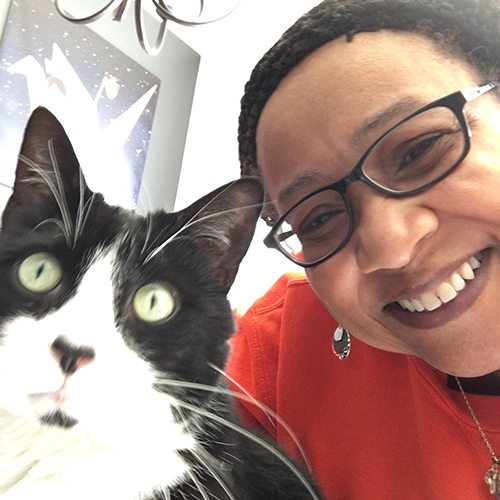 Cornell Veterinary Biobank and Dog Aging Project team member, Reba Herndon with her kitten.