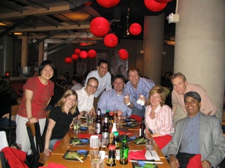 Group at a red lantern restaurant 