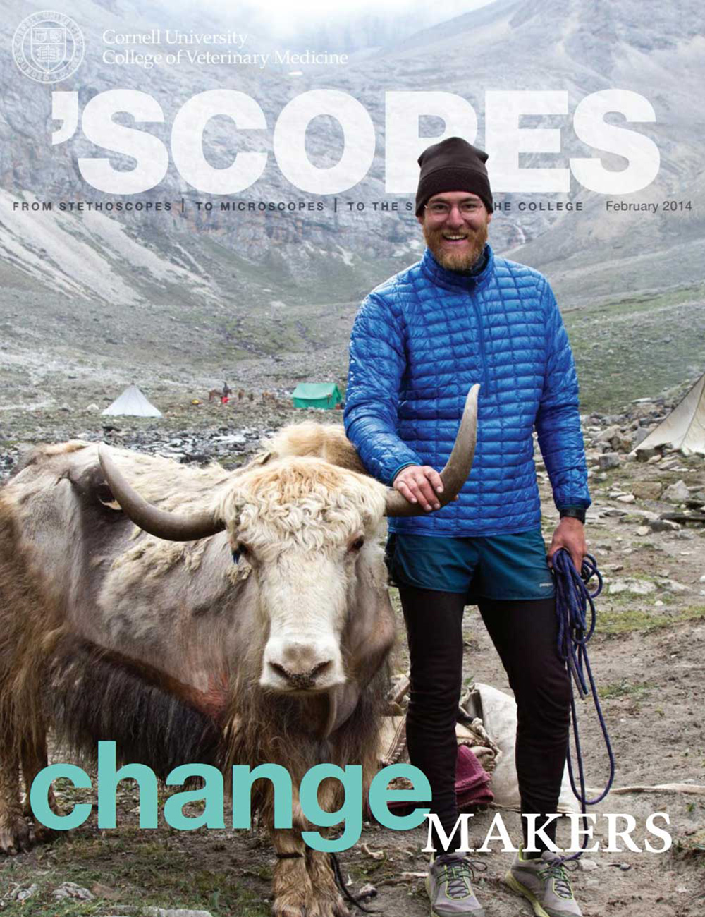 'Scopes February 2014 cover featuring a man with a yak