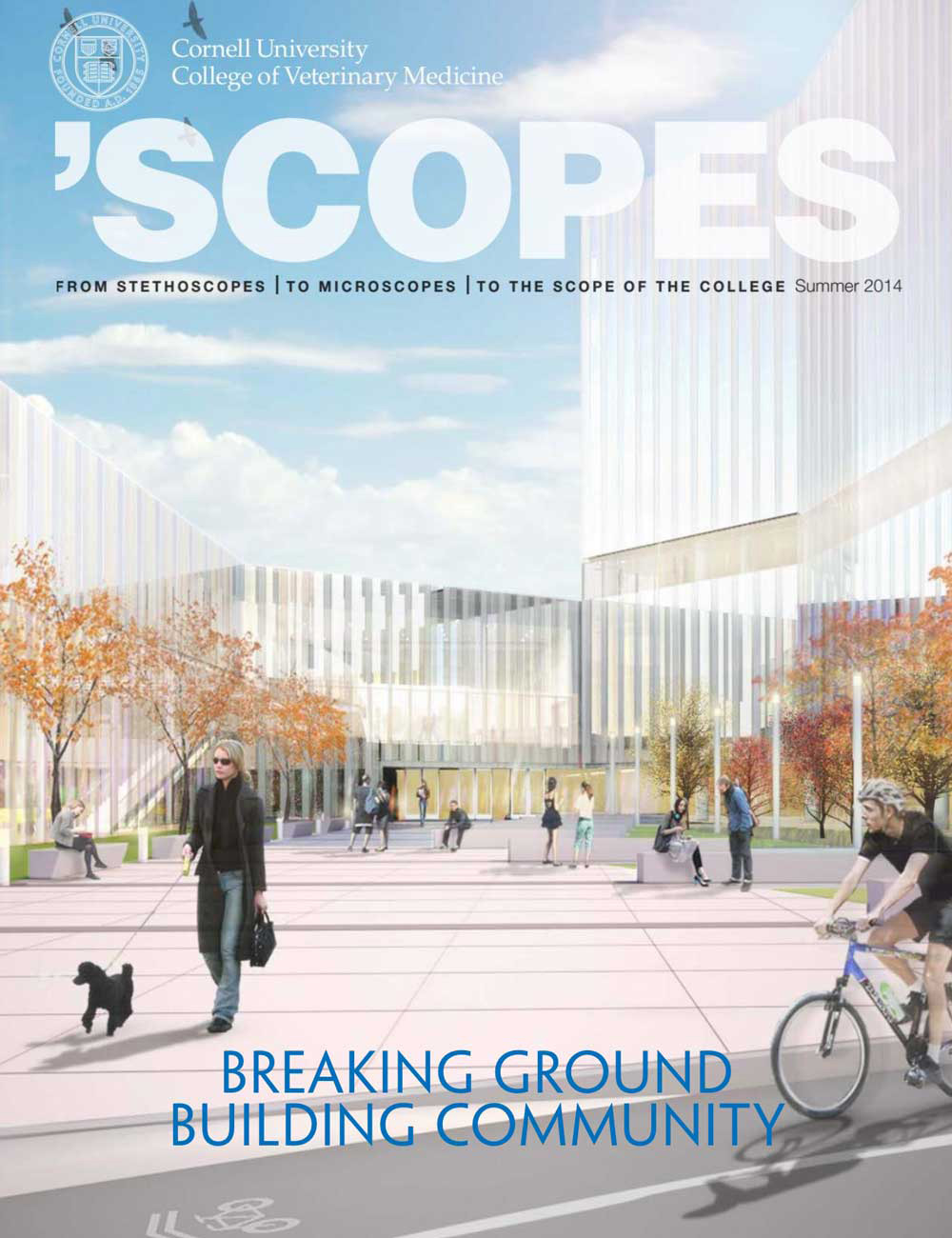 'Scopes summer 2014 cover featuring an illustration of new CVM plaza