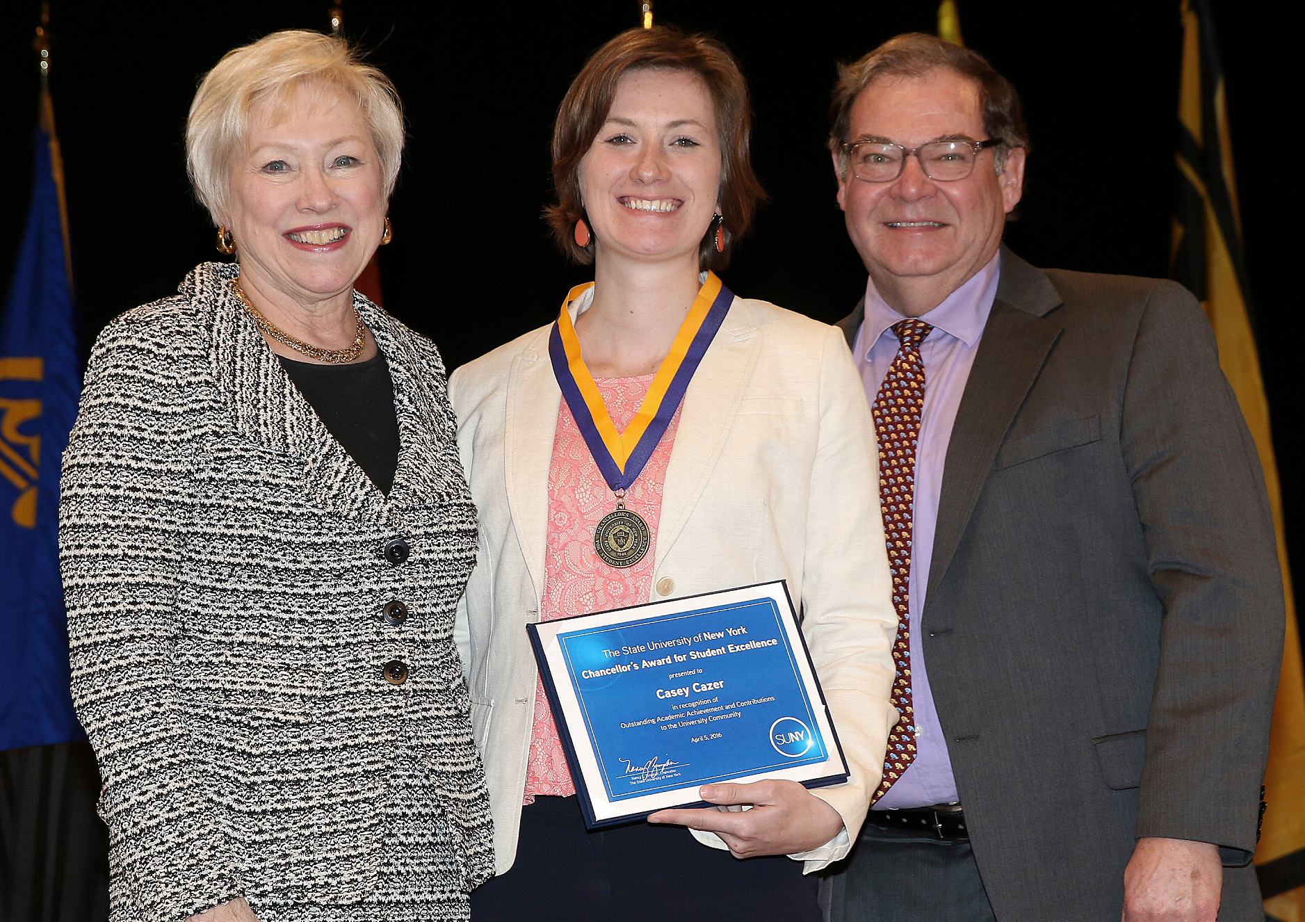 Zimpher Cazer Casey getting award