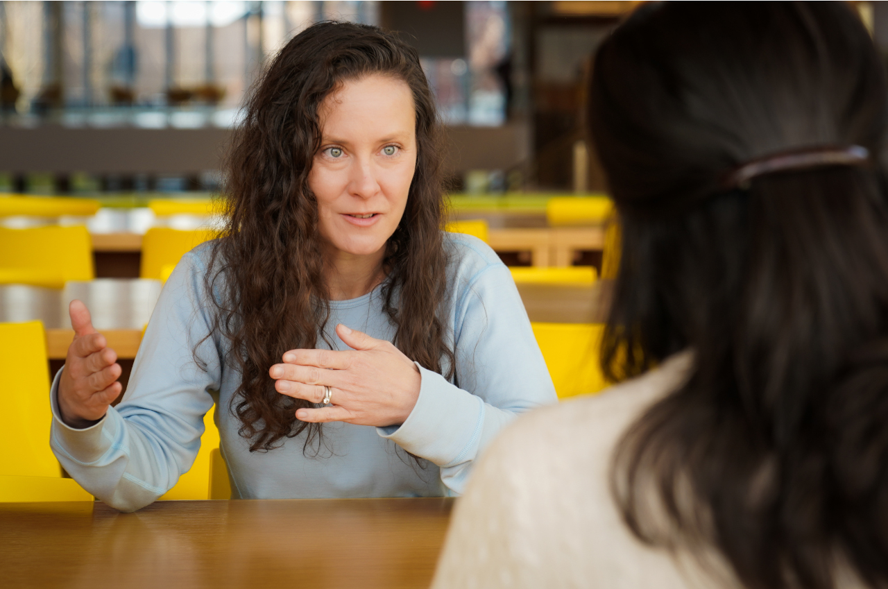 faculty member advising a student