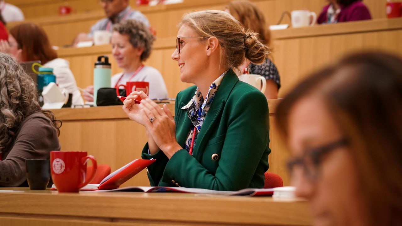 woman in  lecture hall