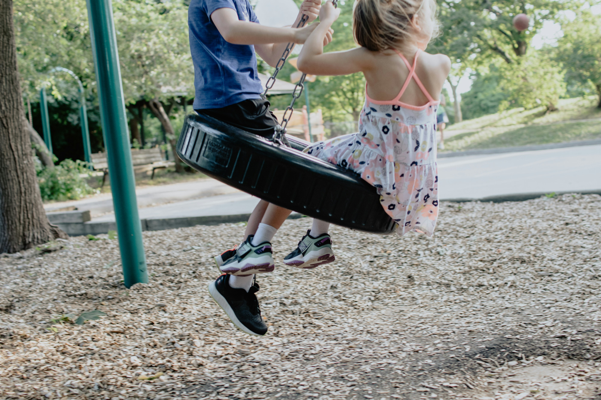 children on a swing