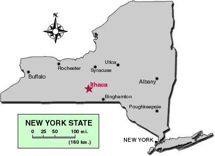 Ithaca on New York Map