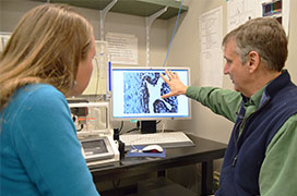 Drs. Coonrod and Van de Walle in lab