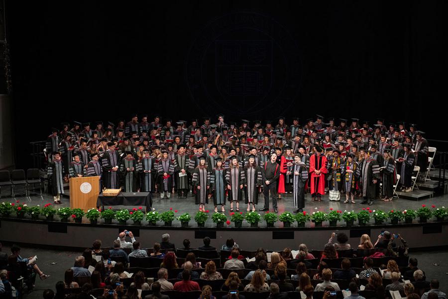 The entire veterinary class of 2019 at hooding ceremony