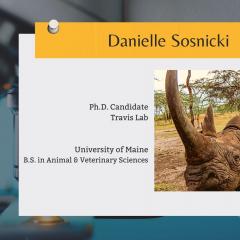 Danielle with Rhinoceros and credentials to side of pic