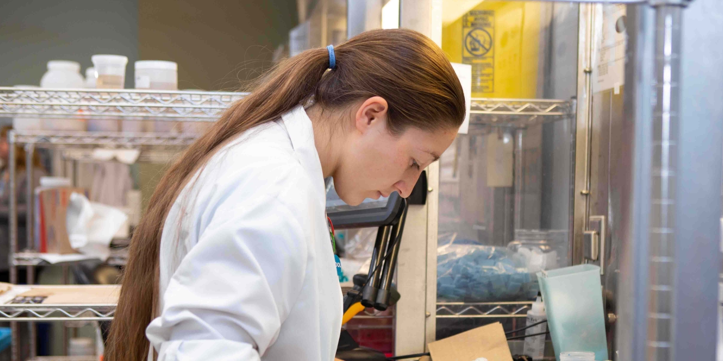 A female scientist working in a lab