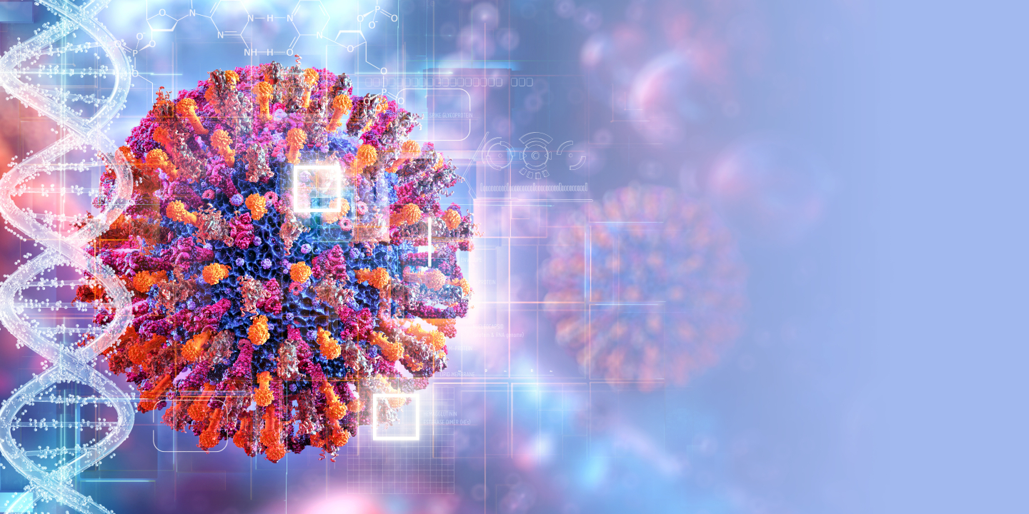 Artist representation of DNA and biological structures