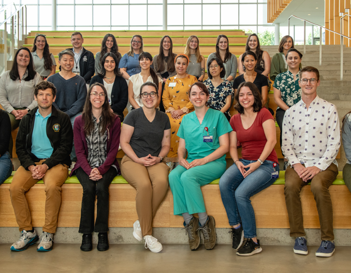 A group of new interns and residents in the CVM atrium