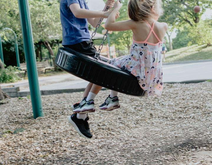 children on a swing