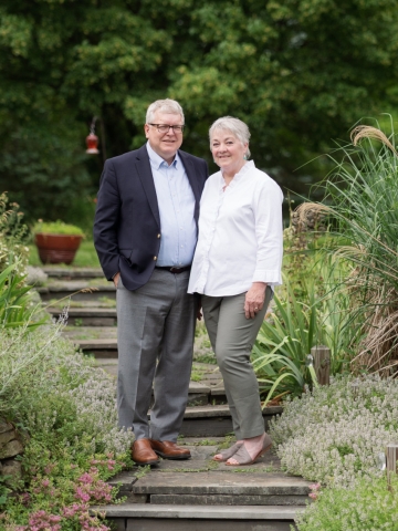 Mr and Mrs Warnick in a garden