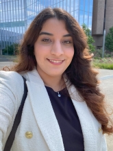Zahra Baninameh in front of the CVM Complex