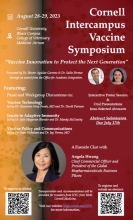 A flier outlining the schedule for the Cornell Intercampus Vaccine Symposium.