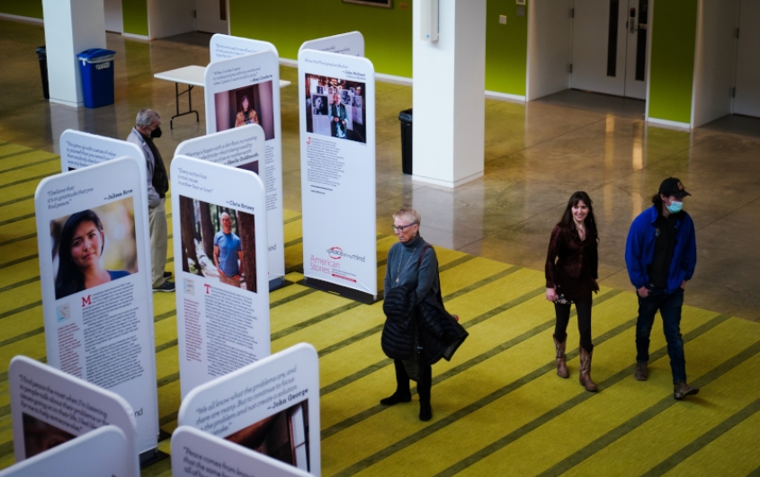 People looking at an exhibition
