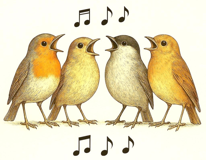 Group of birds singing
