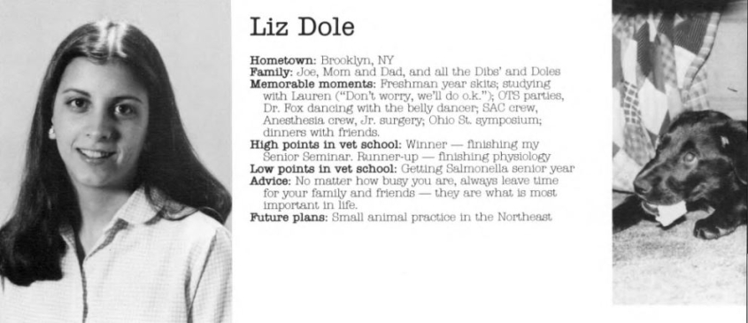 Liz Dole in CVM yearbook