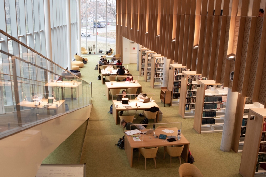 CVM library with student studying