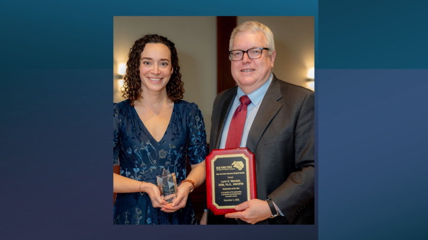 Dean Lorin Warnick and Dr. Katherine Vissio holding their awards