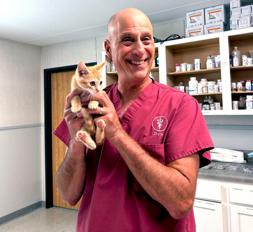 Dr. Paul Black holding a kitten