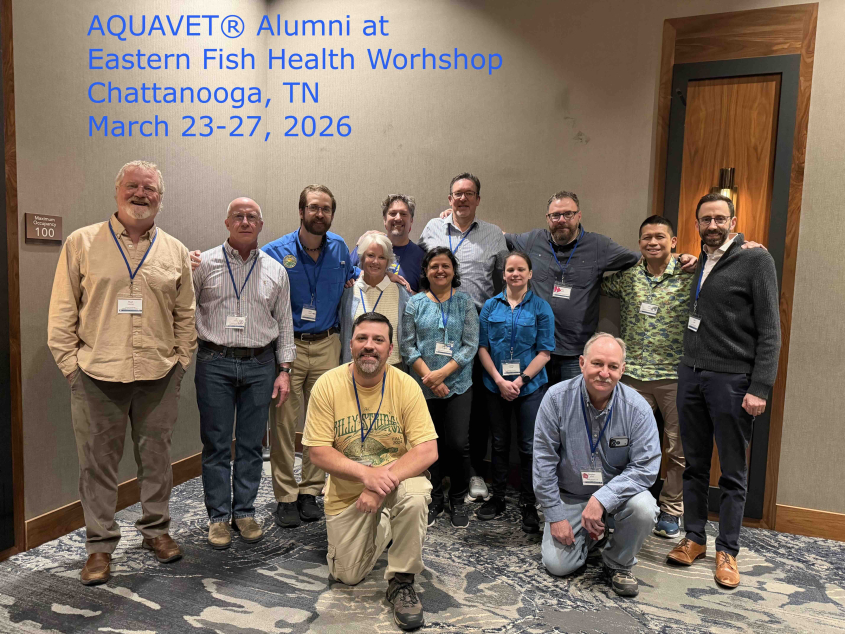 AQUAVET alumni at Eastern Fish Health Workshop in Chattanooga, TN on Marth 23rd to 27th, 2026