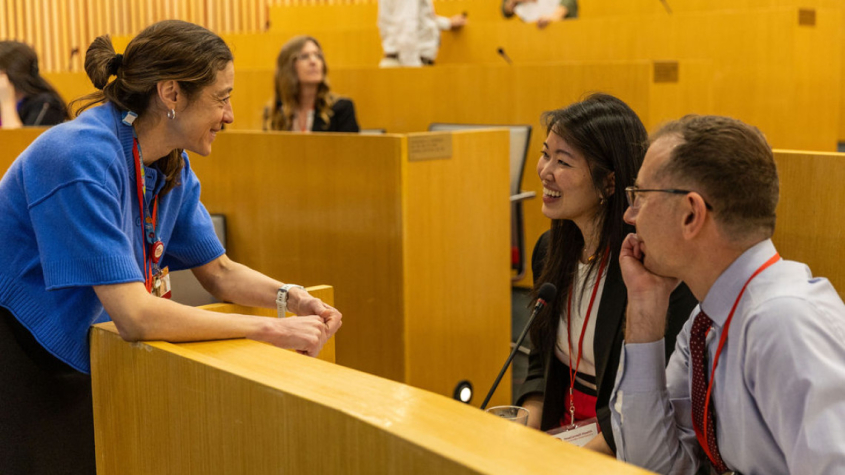 health professionals chat in a conference room