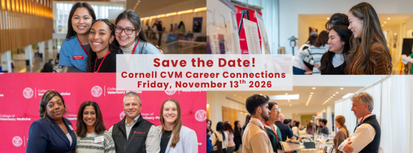 An image of Cornell students and staff at the Career Connections Event with the text Save the Date