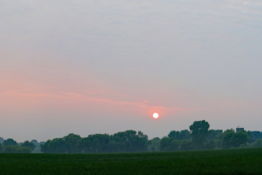 Haze created by Canadian wildfire smoke
