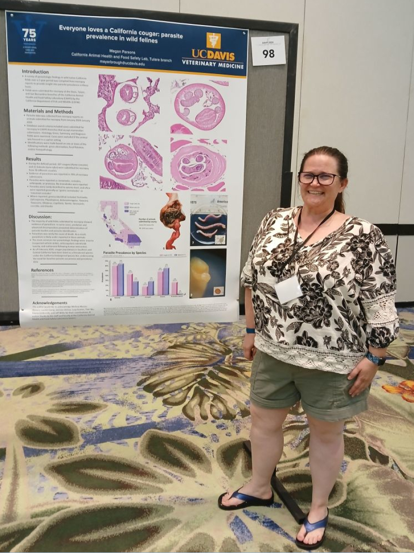Megan Parsons standing next to her poster at the AAVP