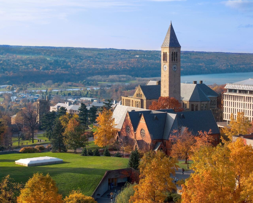 Central campus in fall with McGraw Tower