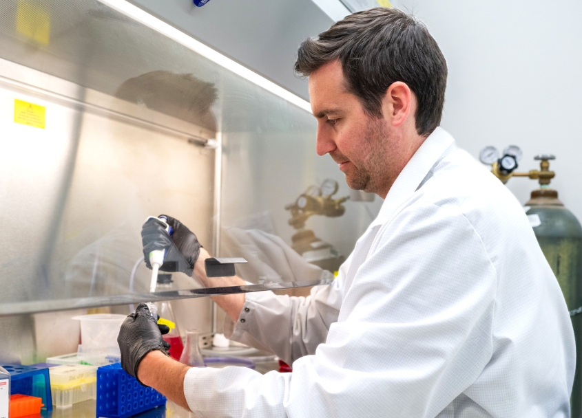 Mike Byron in cell culture lab