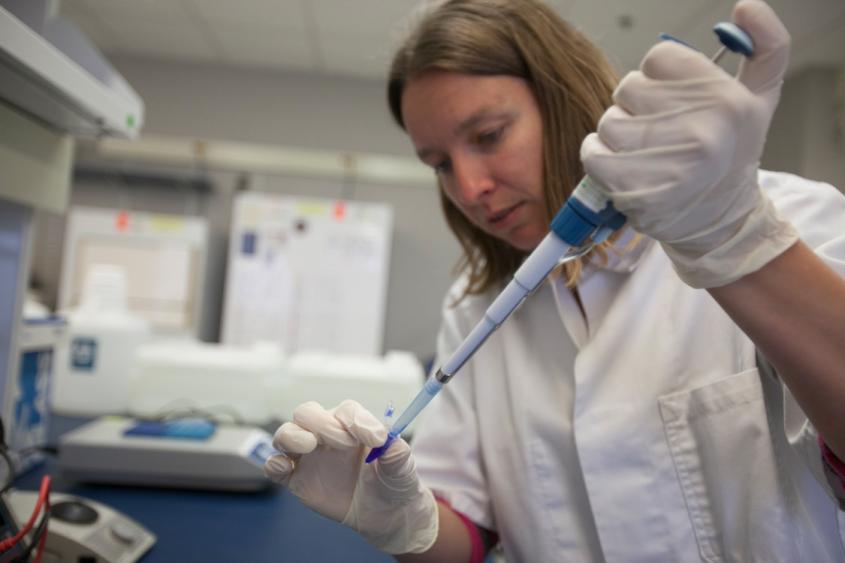 Gerlinde Van de Walle in her lab at Baker Institute