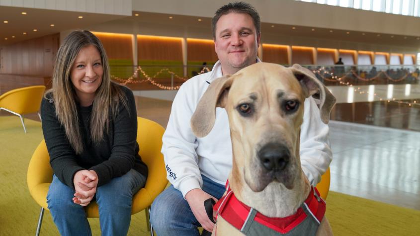 Nittany with her owners Brandi and Michael Gwin