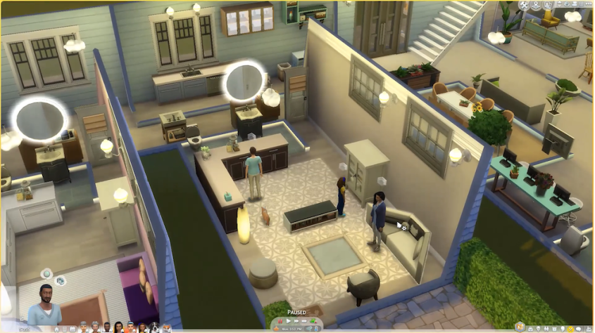 A screenshot from the video game The Sims, displaying a cross section of an animal hospital designed for end-of-life care